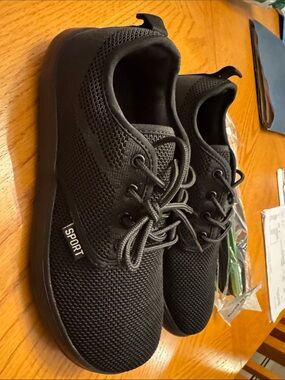 Orthopedic  Black Athletic Lace-Up Sneakers with wide toe box/bunion support